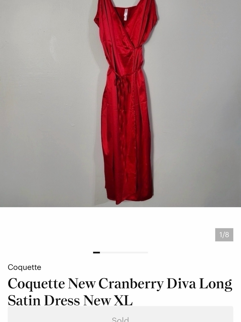 Cranberry Satin Wrap Dress - Red